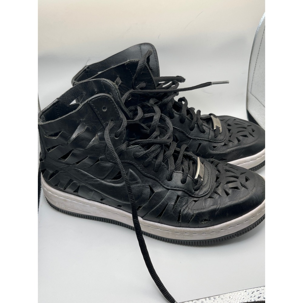 Nike Air Force 1 Ultra High JCRD Black Leather Laser Cut 725075-001 Kids Size 5Y